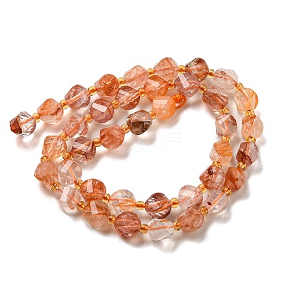 Natural Red Hematoid Quartz/Ferruginous Quartz Beads Strands G-M443-B07-02-1
