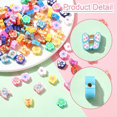 100Pcs 2 Styles Handmade Polymer Clay Beads CLAY-YW0002-39-1