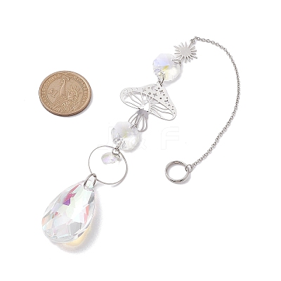 Glass & 201 Stainless Steel Suncatchers HJEW-JM01897-1