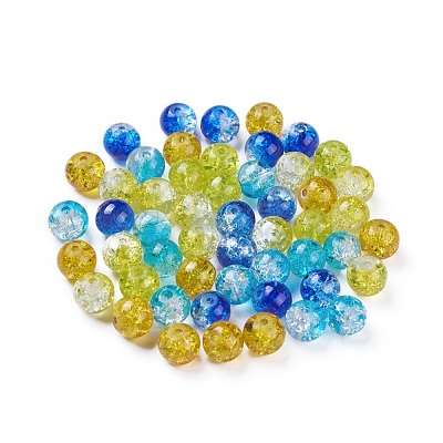 5 Colors Spray Painted & Baking Paint Crackle Glass Beads CCG-X0010-04-8mm-1