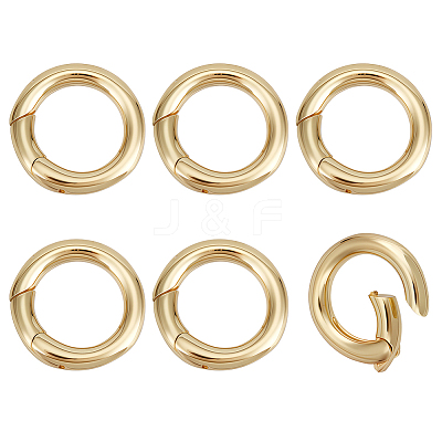 6Pcs Brass Spring Gate Rings KK-BC0014-90-1