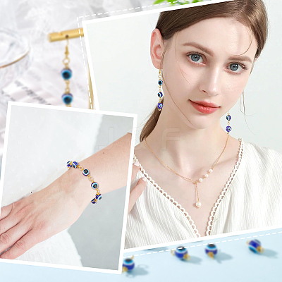 200Pcs Evil Eye Resin Beads Connector Charms RESI-HY0001-05-1