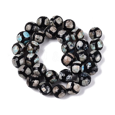 Tibetan Style Natural Agate dZi Beads Strands G-Q606-12MM-01-1