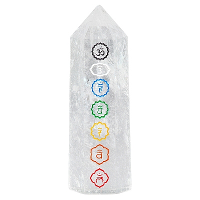 Chakras Natural Quartz Crystal Hexagonal Column Decoration PW-WG6E092-01-1