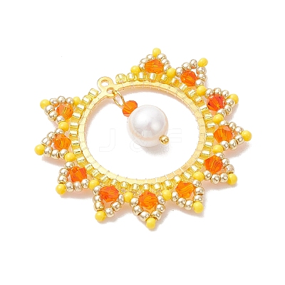 3Pcs 3 Colors Glass Seed Beaded Sun Pendants PALLOY-MZ00857-1