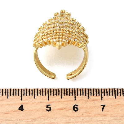 Brass Micro Pave Cubic Zirconia Adjustable Cuff Open Rings RJEW-D313-10G-1