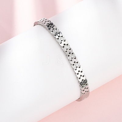 304 Stainless Steel Micro Pave Cubic Zirconia Hinged Bangles for Women BJEW-Z146-02P-1
