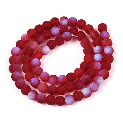 Frosted Transparent Glass Beads Strands GLAA-T032-T6mm-MBB20-1