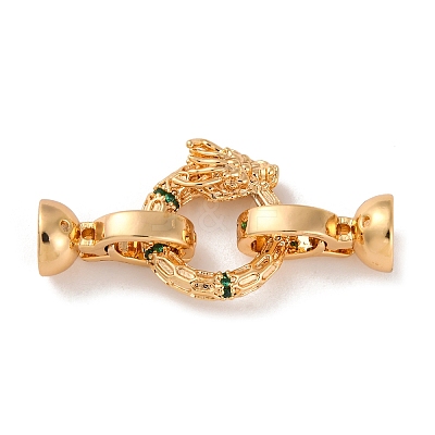 Brass Micro Pave Cubic Zirconia Fold Over Clasps KK-C076-02G-1