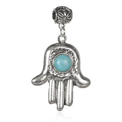 Alloy Synthetic Turquoise European Dangle Pendants PALLOY-J701-01AS-1