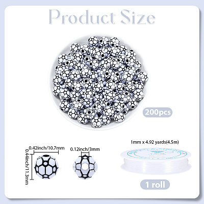 200Pcs Acrylic Beads OACR-PA0001-66B-1