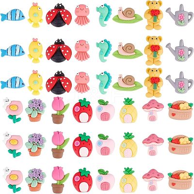 48Pcs 16 Style Resin Cabochons CRES-CA0001-14-1