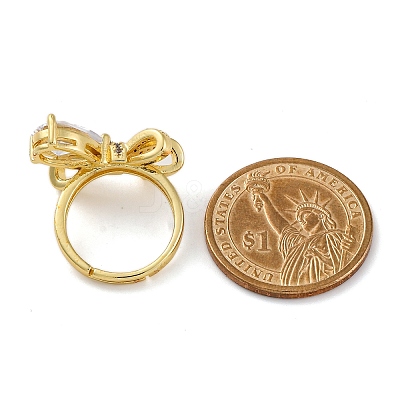 Adjustable Rack Plating Brass Clear Cubic Zirconia Finger Rings for Women RJEW-M028-09G-1