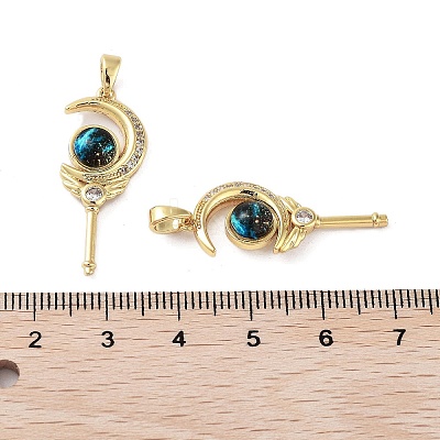 Rack Plating Brass Micro Pave Clear Cubic Zirconia Pendants KK-G482-04G-1