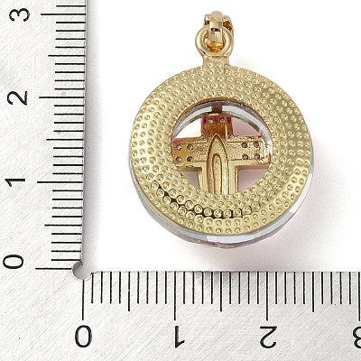 Brass Micro Pave Cubic Zirconia with Glass Pendents KK-Q815-01G-07-1