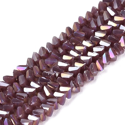 Electroplate Opaque Glass Beads Strands EGLA-Q139-01A-C07-1