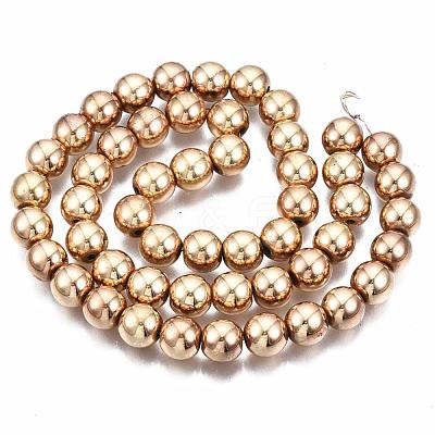 Electroplate Non-magnetic Synthetic Hematite Bead Strands G-Q466-8mm-04-1