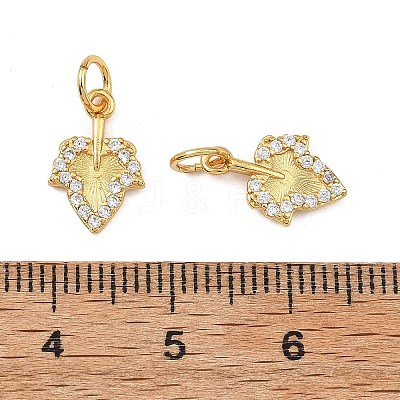 Brass Micro Pave Clear Cubic Zirconia Charms KK-F941-37B-G-1