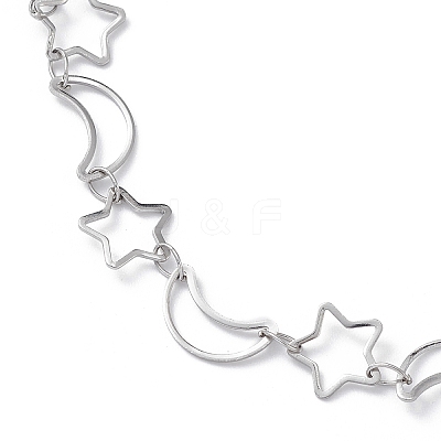 Non-Tarnish 304 Stainless Steel Star & Moon Link Chain Anklets for Men Women LS-STAS-B039-15P-1