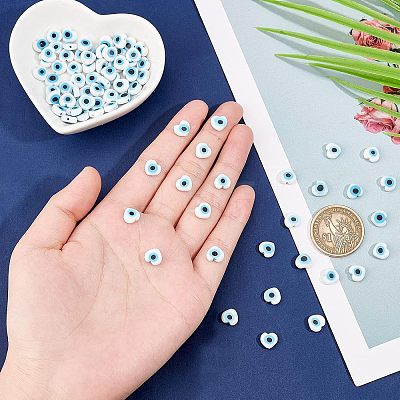 2 Strands Handmade Evil Eye Lampwork Beads Strands LAMP-FH0001-08A-1
