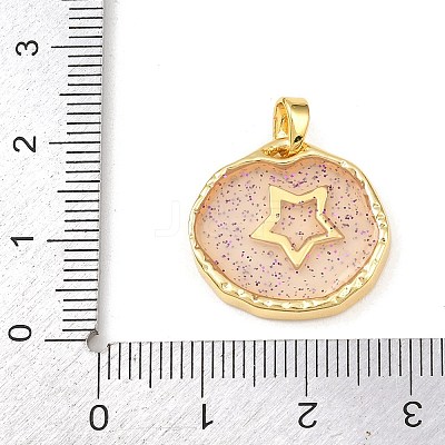 Transparent Epoxy Resin Brass Pendants KK-B163-01G-04-1