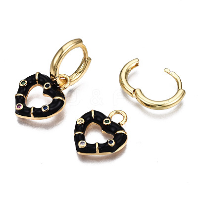 Brass Micro Pave Cubic Zirconia Huggie Hoop Earrings EJEW-T014-46G-NF-1