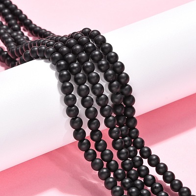 Synthetic Black Stone Beads Strands G-G508-6MM-1