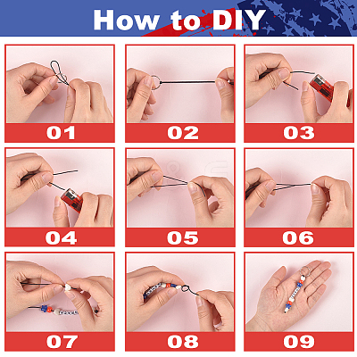 Independence Day DIY Acrylic Heart & Star Beads Keychain Making Kits DIY-AR0004-17-1