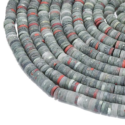 Natural African Bloodstone Beads Strands G-P575-B11-6x1mm-1