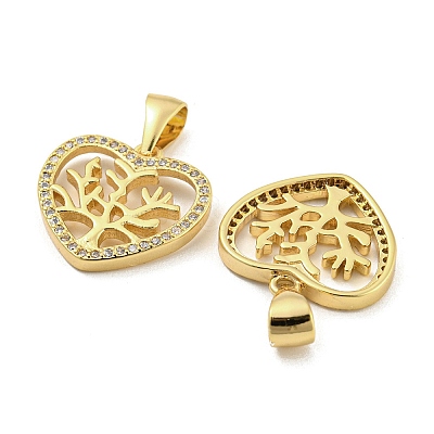 Brass Micro Pave Clear Cubic Zirconia Pendants ZIRC-P113-07D-G-1