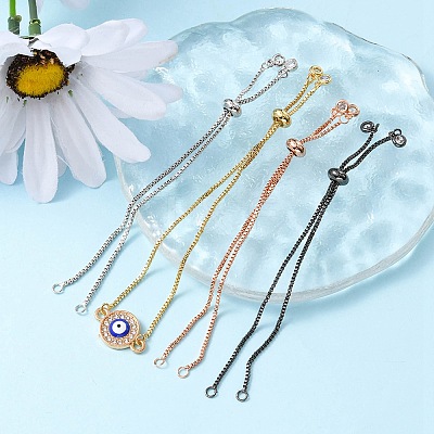 4Pcs 4 Colors Brass Box Chain Bracelet Making KK-YW0001-45-1