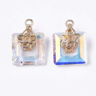 Electroplate Glass Charms X-EGLA-N005-002C-1