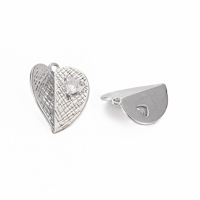 Brass Micro Pave Clear Cubic Zirconia Pendants KK-S364-256-1