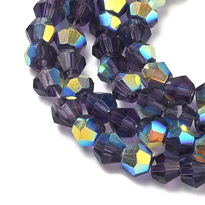 Electroplate Transparent Glass Beads Strands EGLA-K015-18P-1