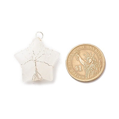 Natural Quartz Crystal Pendants PALLOY-JF01635-02-1