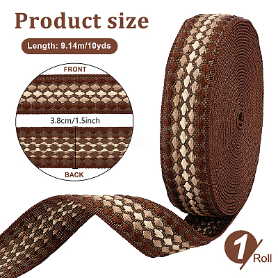 10 Yards Polyester Jacquard Ribbon OCOR-WH0101-187C-1