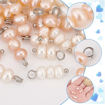 4 Sets 2 Colors Natural Cultured Freshwater Pearl Pendants FIND-AR0004-60-1