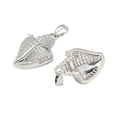 Brass Micro Pave Clear Cubic Zirconia Pendants KK-B139-06P-1