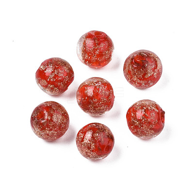 Handmade Gold Sand Lampwork Beads LAMP-T016-10F-1