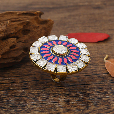 Bohemian Vintage Ethnic Alloy Rhinestone Finger Rings QX0525-5-1