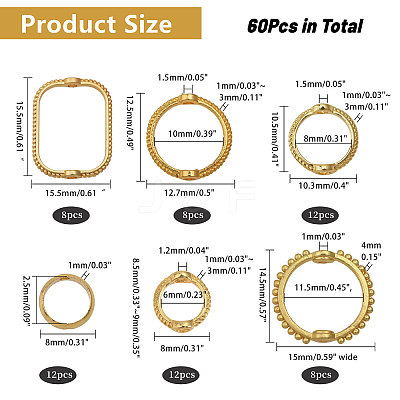 60Pcs 6 Styles Alloy Bead Frame FIND-CA0008-54-1