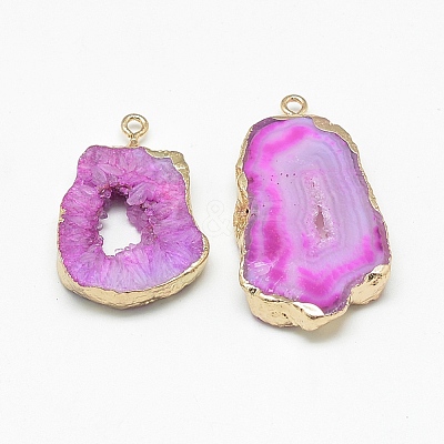 Natural Druzy Agate Slices Pendants G-Q494-65-G-1