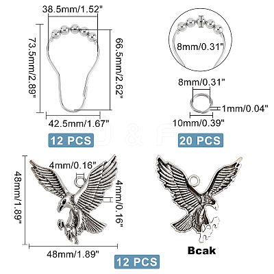 DIY Eagle Shower Curtain Hook Rings Making Kit DIY-GA0003-64-1