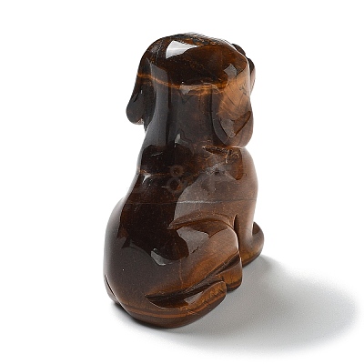 Natural Tiger Eye Carved Healing Dog Figurines DJEW-F025-01A-1