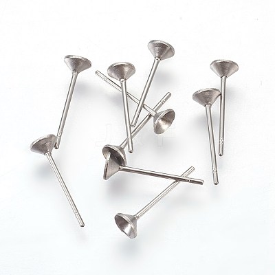 Non-Tarnish 304 Stainless Steel Post Stud Earring Settings STAS-I097-006B-P-1