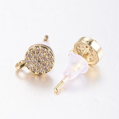 Brass Micro Pave Cubic Zirconia Stud Earring Findings ZIRC-E132-11B-G-1