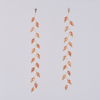 Electroplate Glass Beads Dangle Stud Earrings EJEW-JE03820-03-1