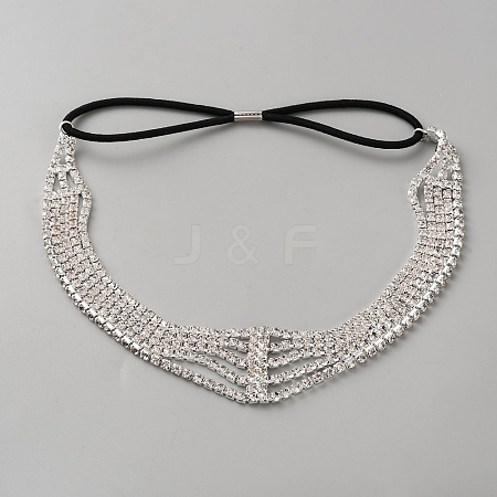 Iron with Rhinestone Elastic Headband OHAR-WH0034-26B-1