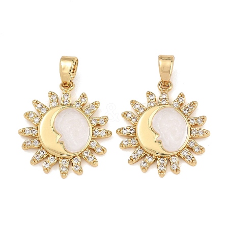 Brass Micro Pave Clear Cubic Zirconia Pendants CU-T001-09G-A-1