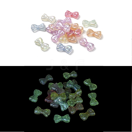 Bowknot UV Plating Luminous Rainbow Iridescent Acrylic Beads LACR-R001-03A-1